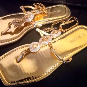 FASHION NOVA KEEP IT SHININ' SQUARE TOE FLAT SANDALS